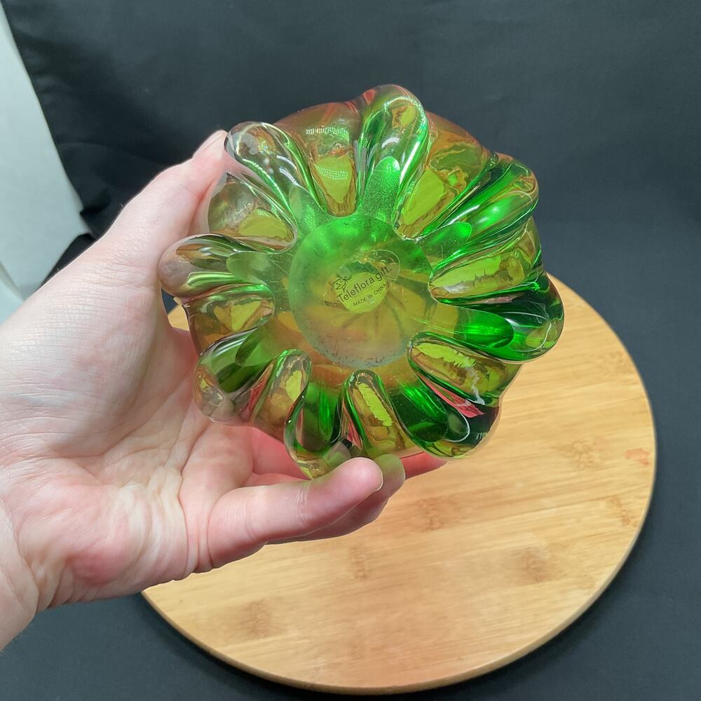 Vintage Teleflora Watermelon Vase Hand Blown 7in - Picture 9 of 14